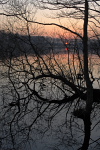 Solnedgang ved sø